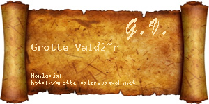 Grotte Valér névjegykártya